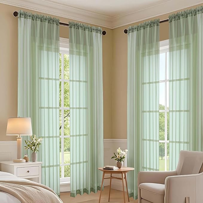 OVZME Sage Green Bedroom Curtains 96 Length - Image 7