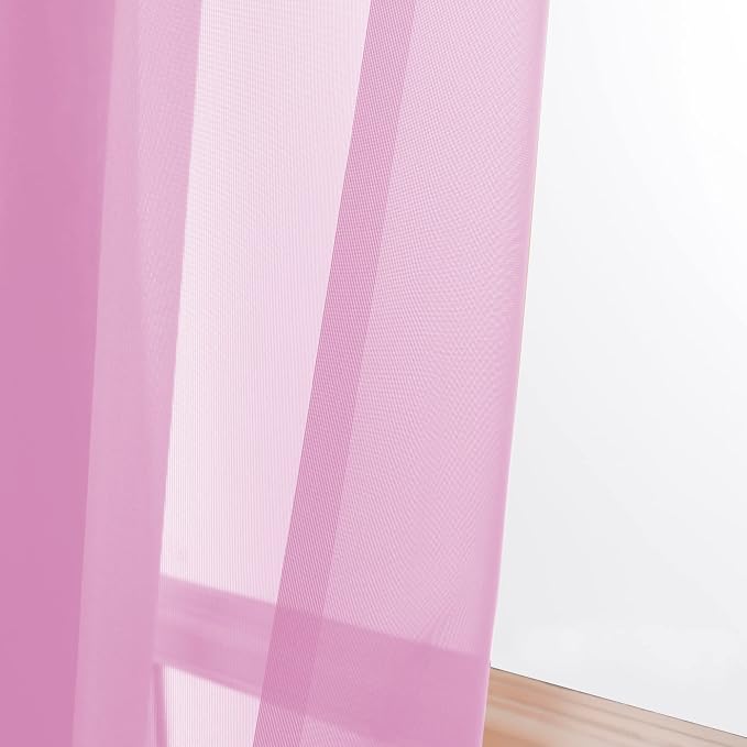 OWENIE Sheer Pink Curtains, Sheer Curtains 84 inch Length 2 Panels Set - Image 2