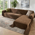 2 Pieces Sectional Couch Covers L Shaped Cover XL Coffee | Thick Washable Fabric by Unknown