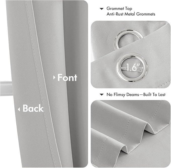MIULEE Blackout Curtains for Bedroom 2 Panels 40 x 63 Inch Long Silver | - Image 4