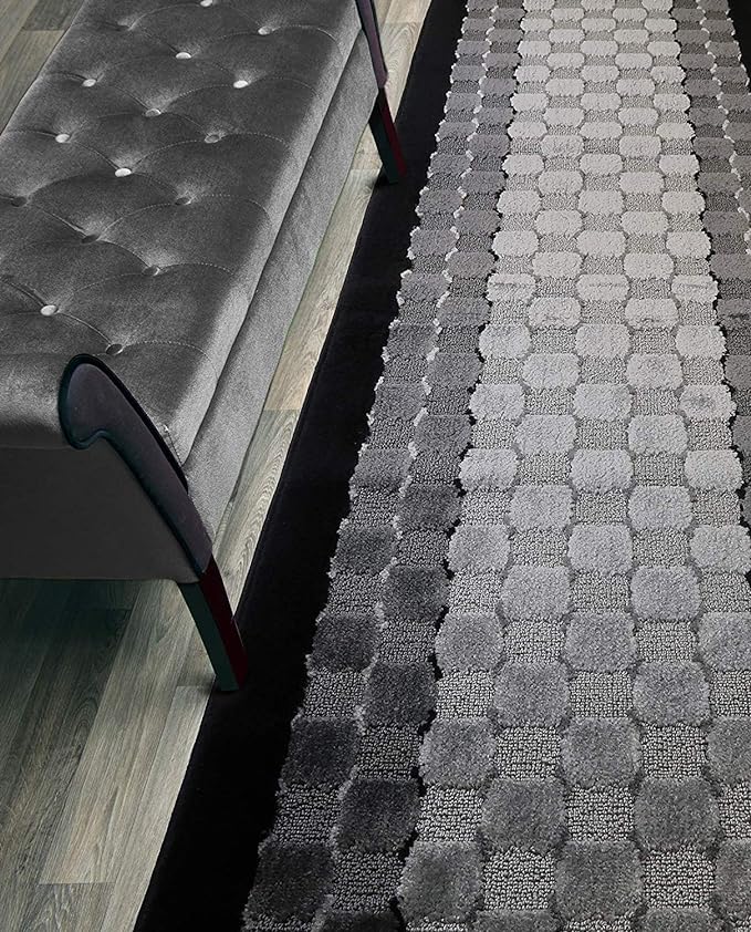 Custom Length Hallway Runner Rug, Slip Resistant, Checkered Black, 26 Inch X 19 by ORFAHOME