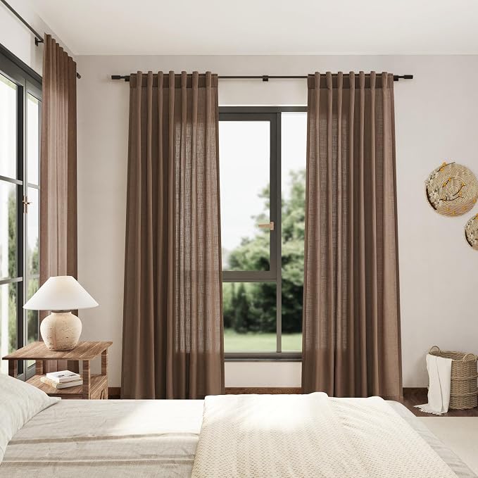 Nanspring Caramel Brown Curtains 80 Inches Long 2 Panels Set - Image 7
