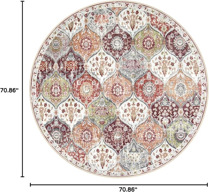 Lahome Moroccan Washable Round Area Rug, Soft Round Rugs 6ft Ultra-Thin | - Image 2
