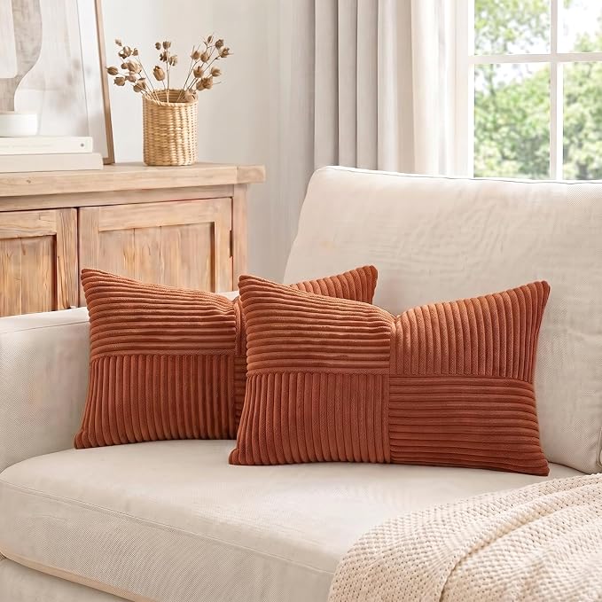 Fancy Homi 2 Packs Rust Long Lumbar Decorative Throw Pillow Covers 16x24 Inch - Image 7