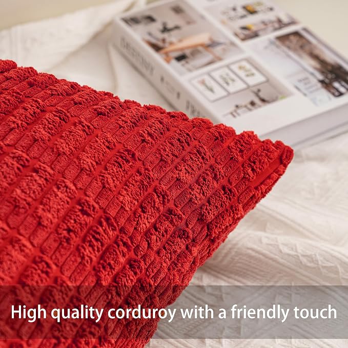 Aegero Pack of 2 Corduroy Decorative Throw Pillow Covers 18x18 Inch - Image 2
