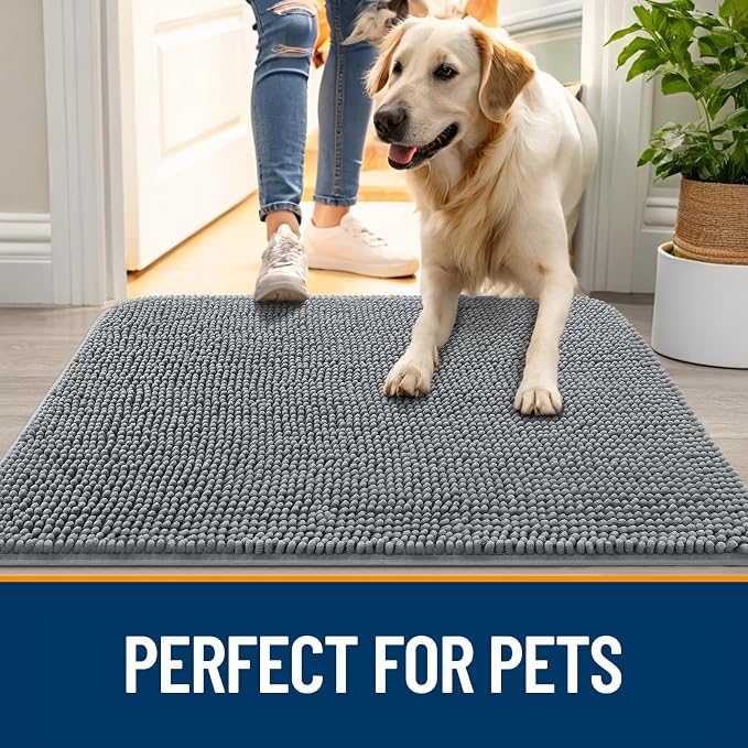 OLANLY Dog Door Mat for Muddy Paws 70x32, Super Absorbent Chenille Mud Mat | - Image 6
