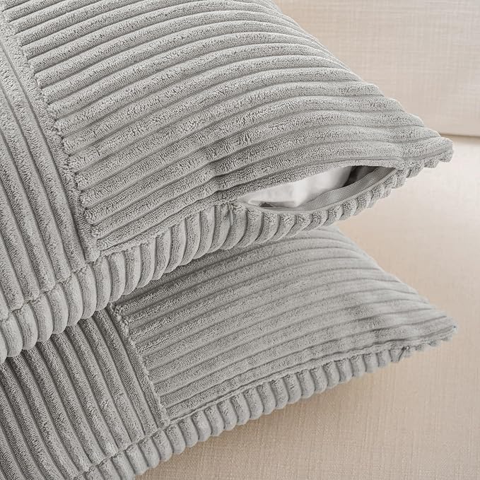 Fancy Homi 2 Packs Grey Euro Decorative Throw Pillow Covers 28x28 Inch - Image 4