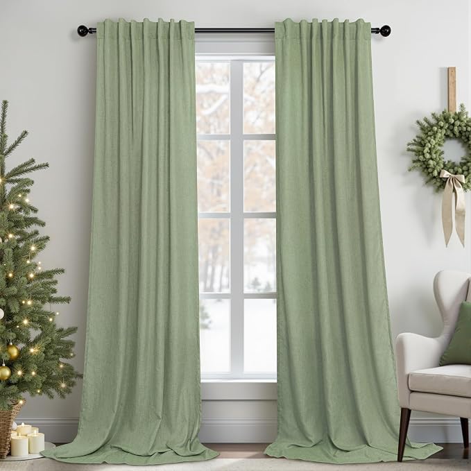 Pitalk Sage Green Curtains 102 Inches Long by Pitalk