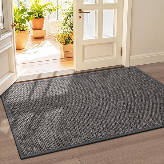 LEKEEPGO Door Mat 36"x59", Non Slip Door Mat Indoor Entrance, Rubber Backing Front Indoor Door mat Washable Absorbent Low-Profile Entryway Entry Resist Dirt Inside Door Mats, Grey