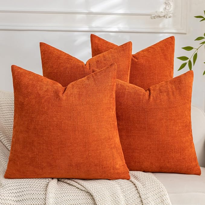 Set of 4 Soft Textured Decorative Throw Pillow Covers 26x26 Inch Cozy Farmhouse by Cozoomy