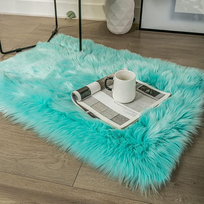 Ashler faux fur rug, Fluffy Shaggy Area Rug Ultra Soft 2 x 2.9 Feet Rectangle by AshlerHomeDeco