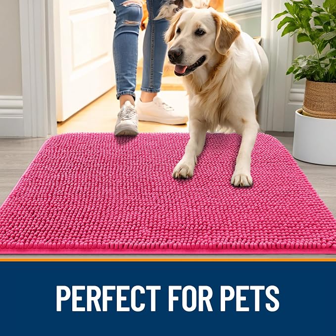 OLANLY Dog Door Mat for Muddy Paws 40x24, Super Absorbent Chenille Mud Mat | - Image 6