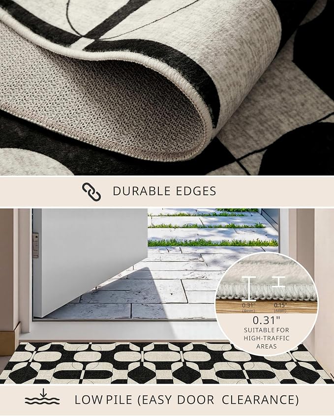 Latte&Fog 6x9 Area Rugs for Living Room Bedroom, Boho Non Slip Low Pile Carpet - Image 6