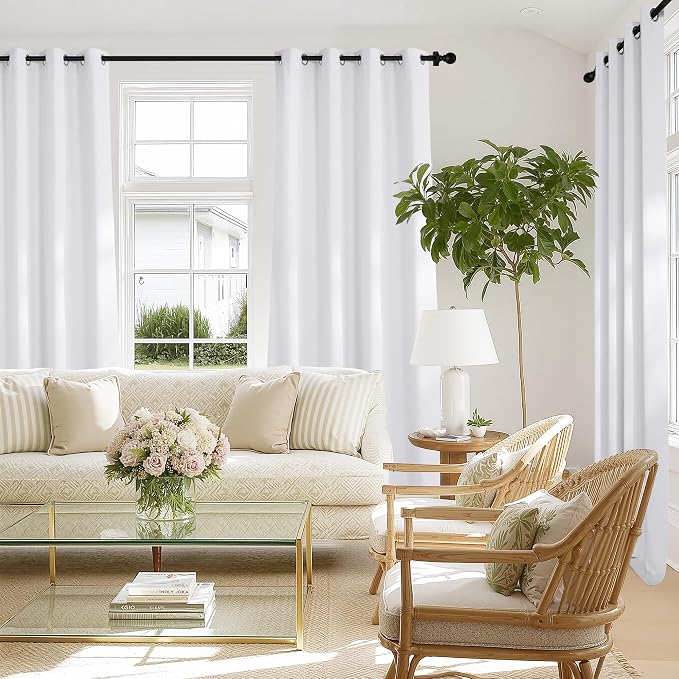 NICETOWN White 100% Blackout 90 inch Curtains - Image 8