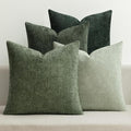MIULEE Soft Decorative Chenille Pillow Covers Forest Green 18x18 Pack of 4 | by MIULEE
