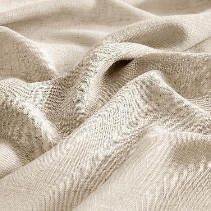 MIULEE Light Taupe Linen Curtains 54 Inch Length 2 Panels - Image 4