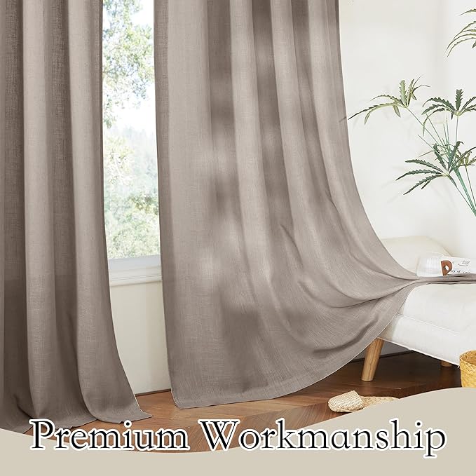 RYB HOME Sheer Curtains 108 inches, Extra Long Floor to Ceiling Curtains | - Image 5