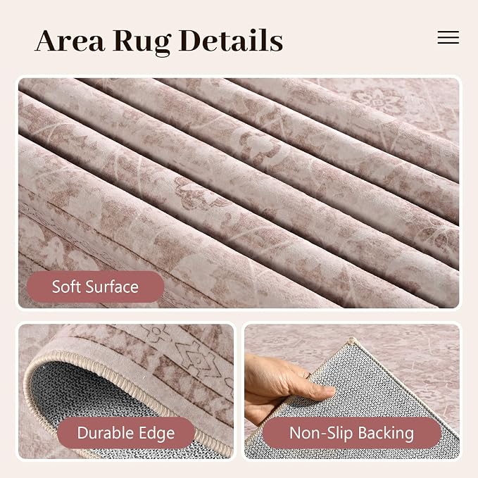 6x9 Ft Large Area Rugs for Living Room, Soft Non-Slip Machine Washable Rug - Image 6