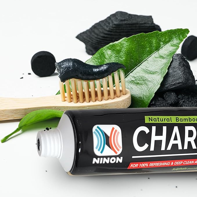 Activated Charcoal Whitening Toothpaste, Fluoride-Free, Enamel-Safe, Natural Mint Flavor, 6.5oz Tube for Stain Removal and Fresh Breath Pack of 1