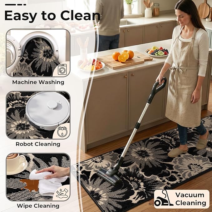 Findosom Hallway Runner Rug 2x5, Non Slip High-Low Textured Floral Washable - Image 5
