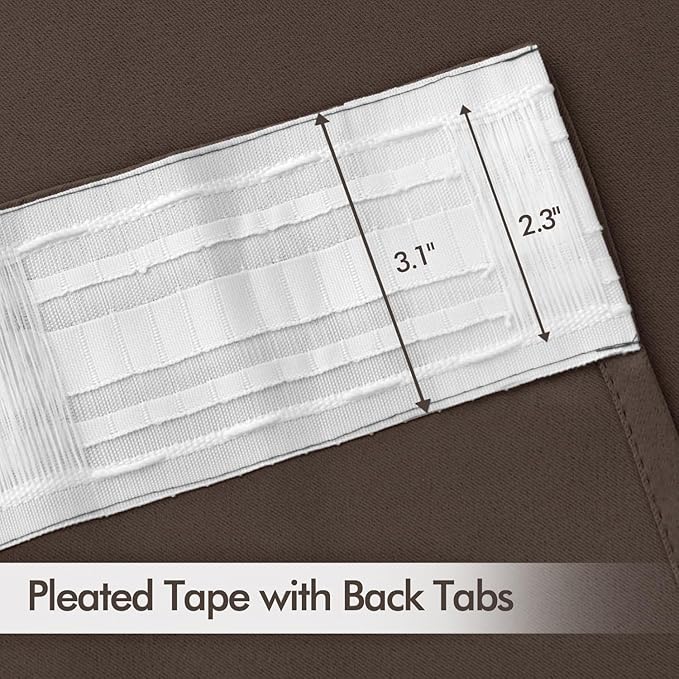 MIULEE Chocolate Brown Back Tab Blackout Curtains 52x120 Inch 2 Panels Set | - Image 4