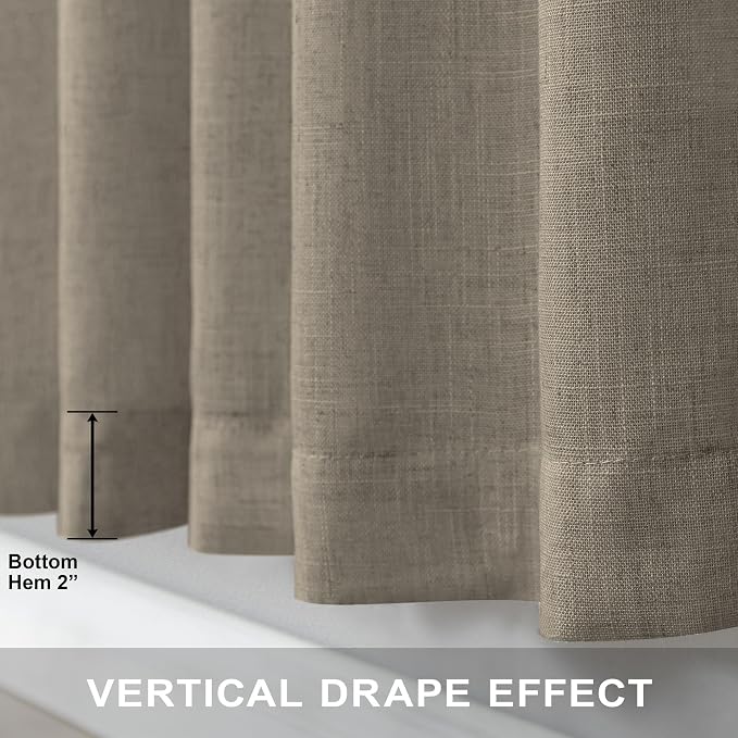Extra Long Curtains 2 Panels Set Dark Taupe Linen Curtains 108 inches Long - Image 5