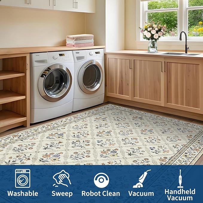 Washable Kitchen Rugs Non Slip 2x6 Hallway Runner Rug Stain Resistant Low Pile - Image 7