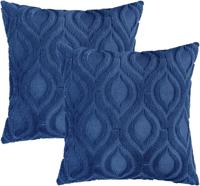 decorUhome Throw Pillow Covers 18x18 Inch Set of 2, Soft Plush Faux Wool Dark - Image 8