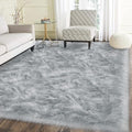 Latepis Grey Rugs for Living Room Shag 6x8 Faux Fur Sheepskin Rug for Sofa by Latepis