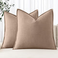 MIULEE Decorative Linen Euro Sham Pillow Covers 24x24 Camel | Boho Farmhouse​ by MIULEE
