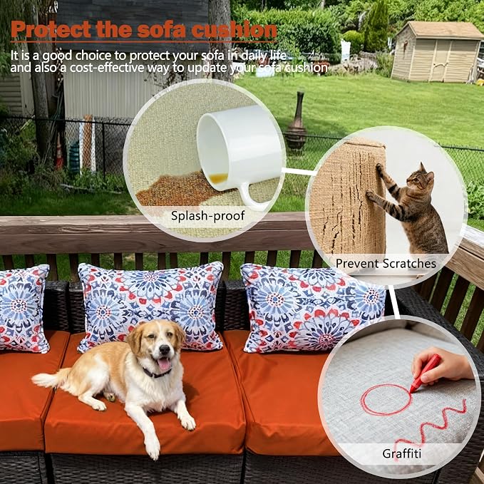 Sqodok Outdoor Cushion Covers 18x18 inch, Wicker Chair - Image 6