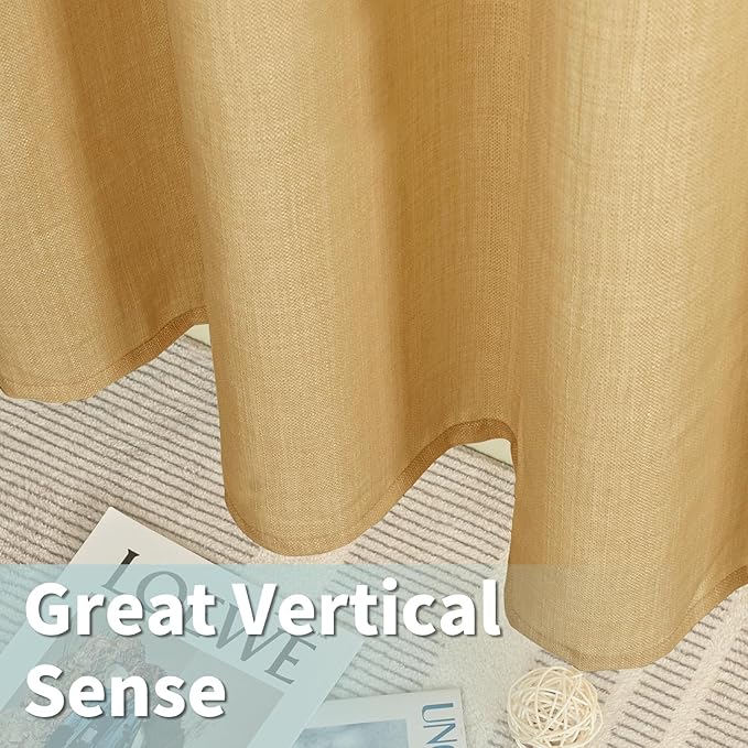LAMIT Faux Linen Curtains for Bedroom, Light Filtering Panels, Grommet Privacy - Image 4