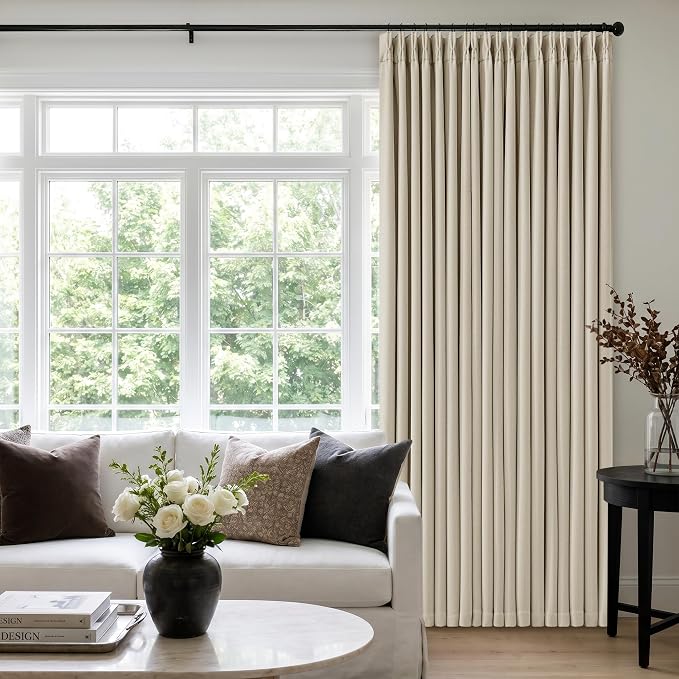 Oatmeal Beige Extra Wide Blackout 60 x 102 Inch Pinch Pleat Curtain 1 Panel | - Image 6