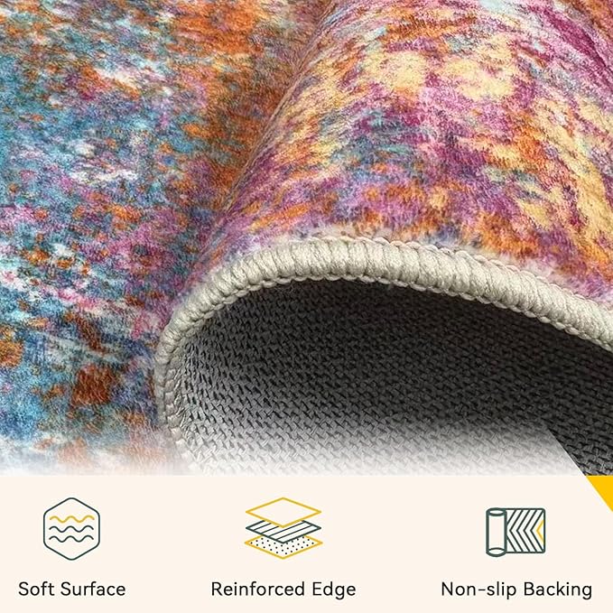 Washable Area Rugs 10'x14 Non-Slip Modern Abstract Soft - Image 4