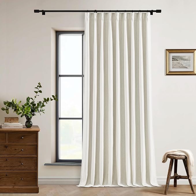 Natural Pinch Pleat 100% Blackout Linen 96 Inch Long Curtains 60 Inch Wide | 2 - Image 7