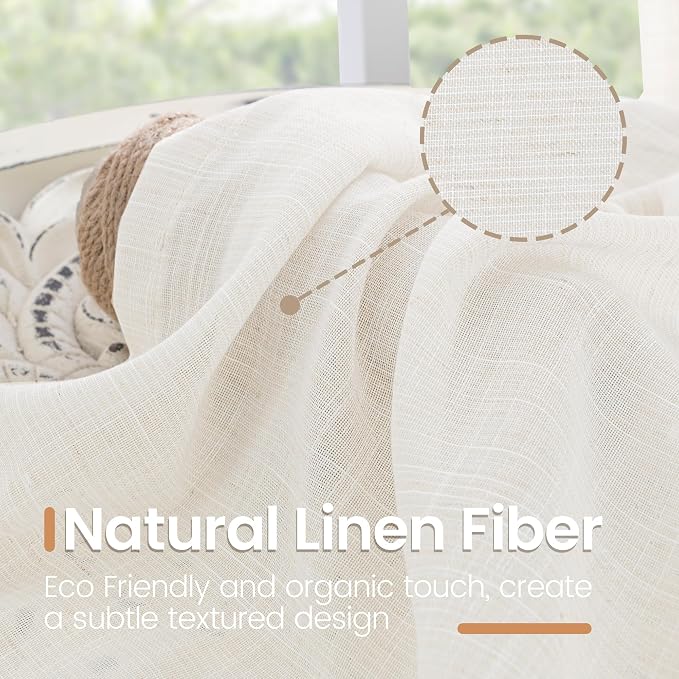 BGment Long Linen Curtains 52X102 Inch Length - Image 3