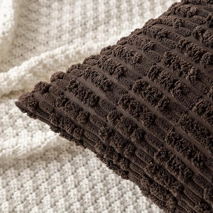MIULEE Lumbar Corduroy Decorative Throw Pillow Covers 12x20 Dark Brown | Pack - Image 5