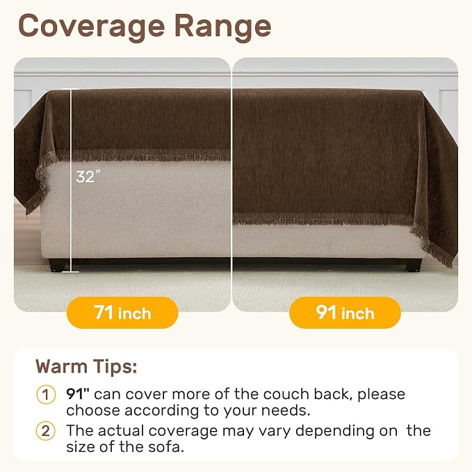 2 Pieces Sectional Couch Covers L Shaped Cover XL Coffee | Thick Washable Fabric - Image 5