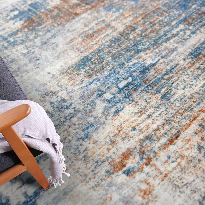 IOHOUZE Abstract Round Area Rug 8 Ft Washable Circle Rugs Large Round Rug Non - Image 7