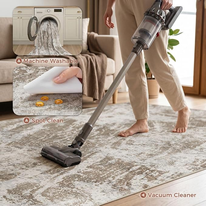 DMOYEST 6x9 Washable Area Rug: Abstract Modern Non-Slip Carpet, Soft Low Pile - Image 6