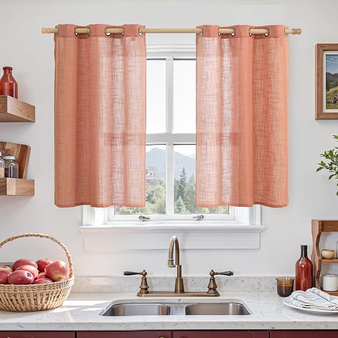 LAMIT Short Linen Curtains 40 Inch Length by LAMIT