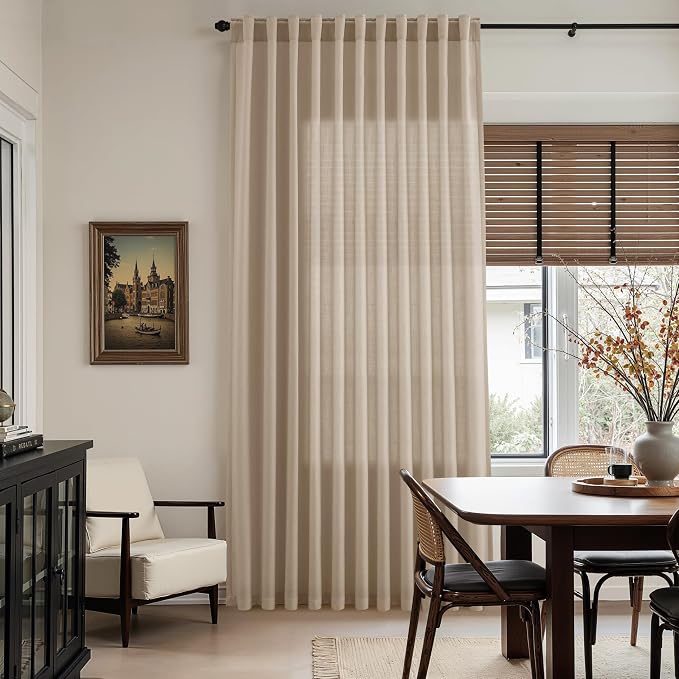 Nanspring Sepia Beige Linen Curtains 96 Inches Long - Image 8