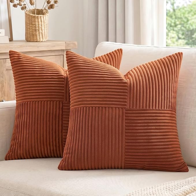 Fancy Homi 2 Packs Rust Euro Decorative Throw Pillow Covers 28x28 Inch by Fancy+Homi