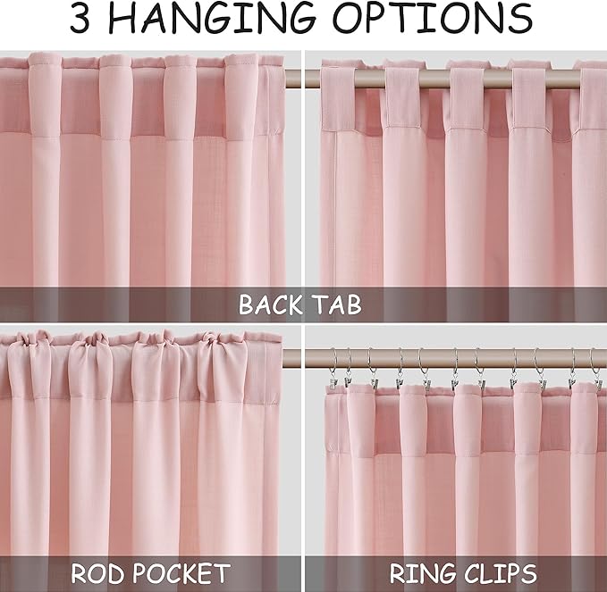 Pink Curtains 63 Inches Long 2 Panel Sets - Image 2
