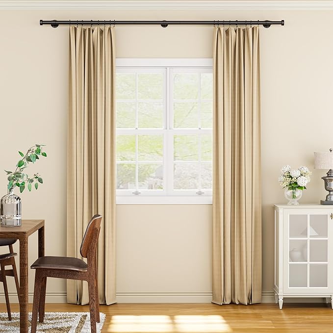 YaFex Heavy Duty Curtain Rods 32-90 Inch, 1 Inch Adjustable Black Curtain Rod - Image 8