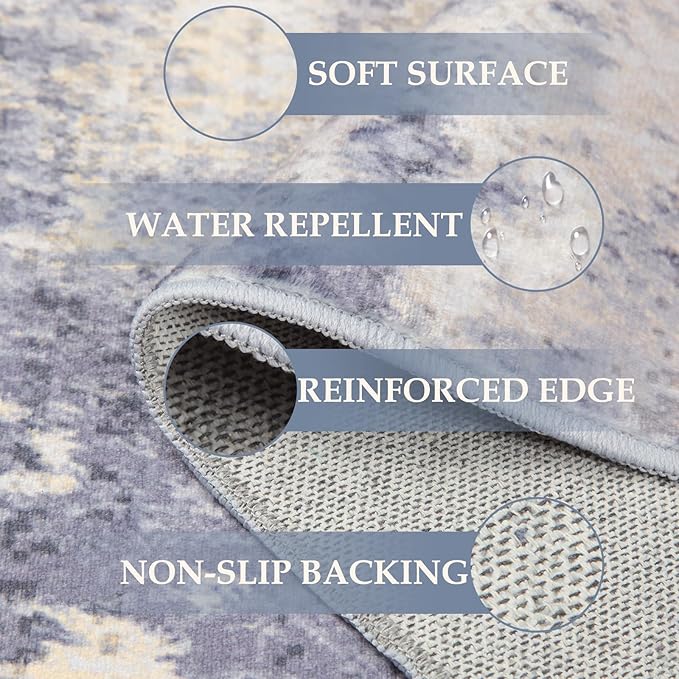 Washable Area Rugs 6'x8' Non-Slip Modern Abstract Soft - Image 6