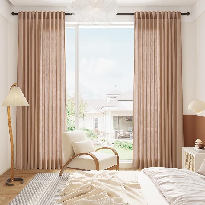 Nanspring Peach Linen Curtains 84 inches Long - Image 6