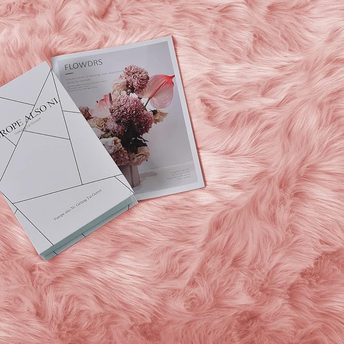 Goolela Pink Area Rug 5x8 Fluffy Fuzzy Furry Carpet - Image 7