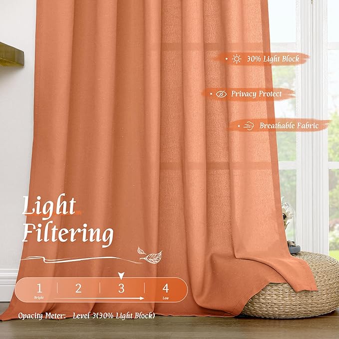 LAMIT Short Linen Curtains 45 Inches Long - Image 4