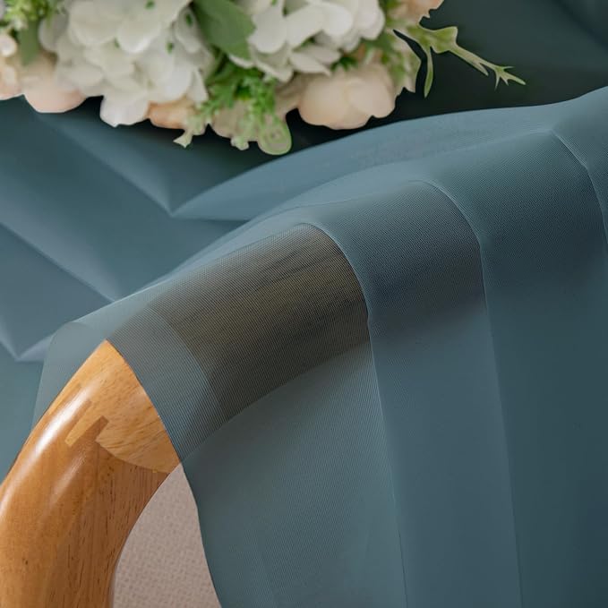 Chyhomenyc Stone Blue Sheer Curtains 78 Inches Long 2 Panels Set - Image 2